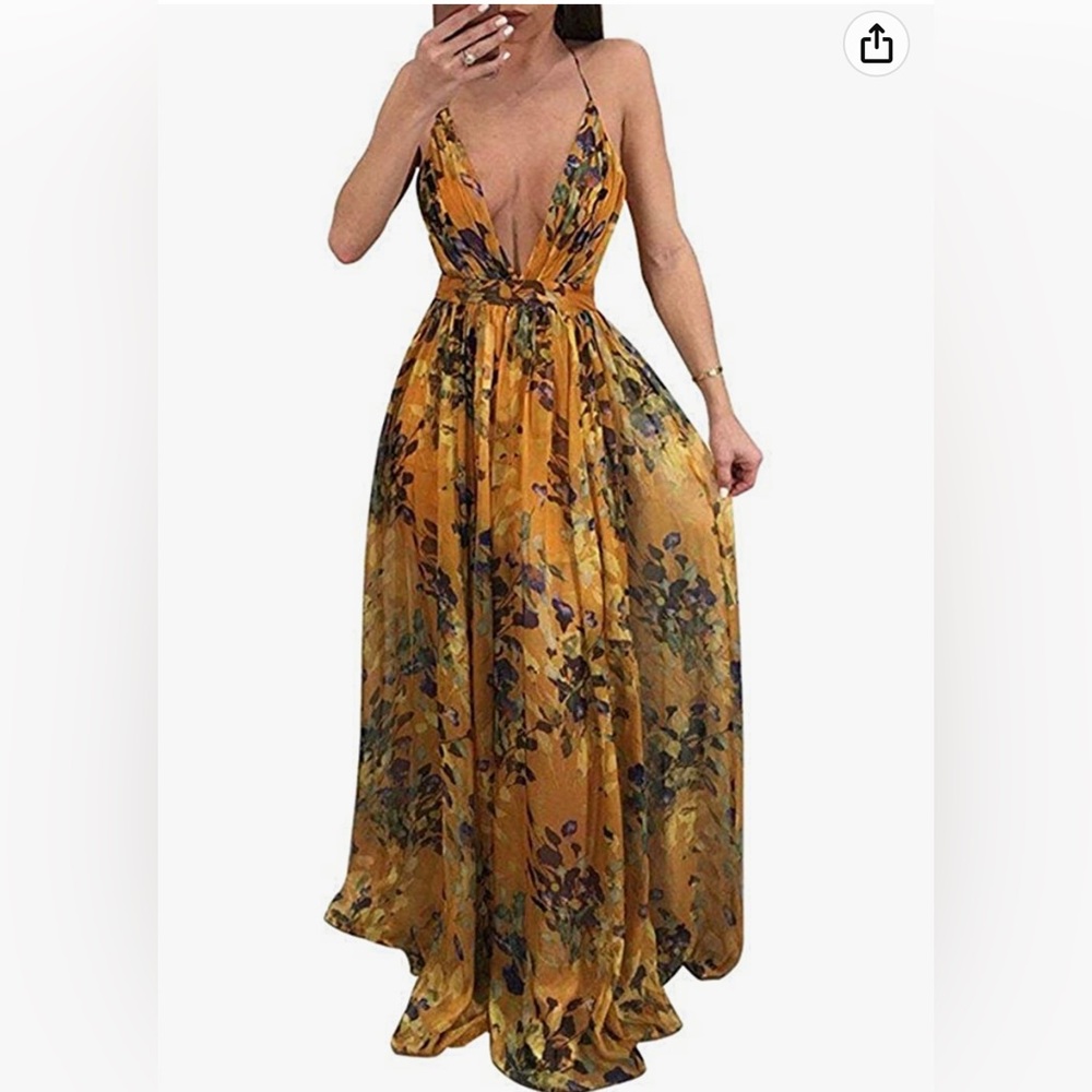 Orange floral summer dress size medium